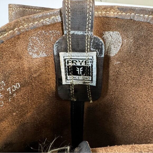 Frye Harness Calvary Boots Tall Brown Distressed Leather Western Biker 9 M - Picture 11 of 14